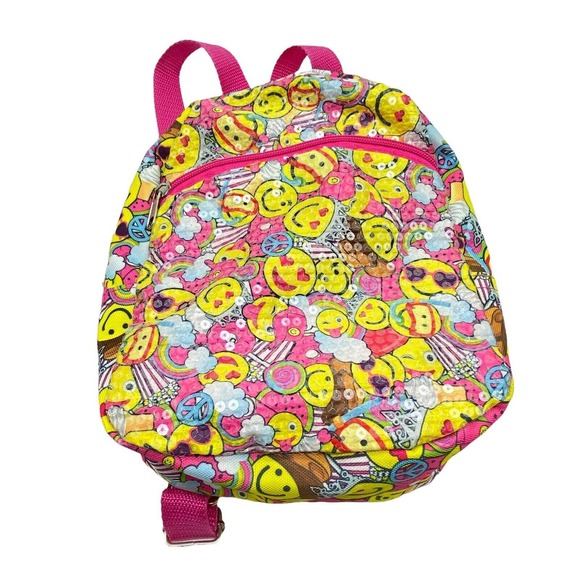 Small Emoji Sequin Back Pack - Preowned 10" x 10" x 3" - Picture 1 of 8